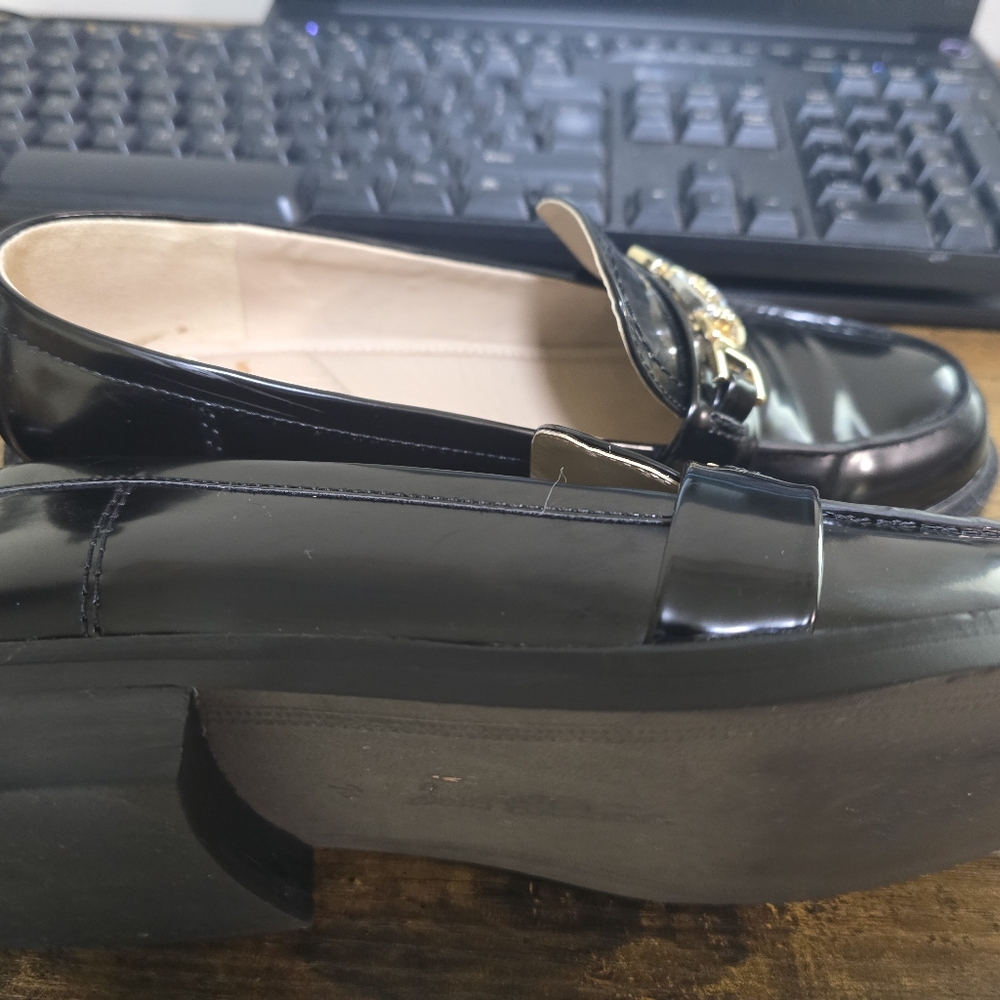Sam Edelman Black Loafers with Gold Accents - Picture 7 of 13